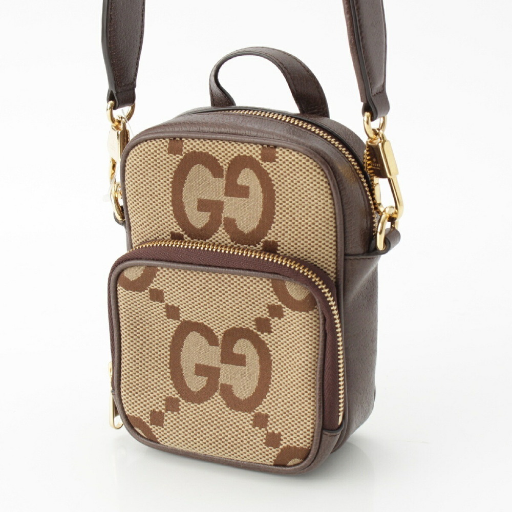 Gucci Pouch GG Jumbo Canvas Beige Brown Bag Tan Shoulder